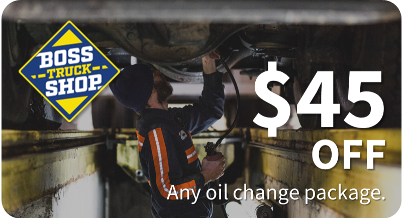 Boss Shop Oil Change Discount - Big Rig Savings and Boss Shop give you discounts on truck oil changes near you today.